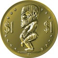 Vector money gold coin Cook Islands Dollar