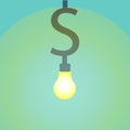 money making idea concept. Dollar symbol glow among other light bulb Royalty Free Stock Photo