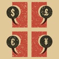 Vector money symbols vintage print