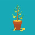 Vector money tree concept in flat style Royalty Free Stock Photo