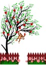 Vector Monkey Hanging on Tree