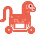 Vector Monkey Icon inspired by minimalist Scandinavian wooden toy style, part of Chinese Zodiac Icon Set in Swedish folk Royalty Free Stock Photo