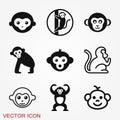 Vector monkey icon isolated on background. Animal symbol Royalty Free Stock Photo