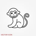 Vector monkey icon isolated on background. Animal symbol Royalty Free Stock Photo