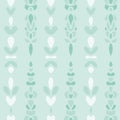 Vector Monochromatic Folklore Ornaments in Aqua Menthe Color seamless pattern background.