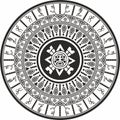 Vector monochrome Aztec ritual circle.