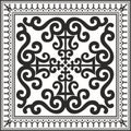 Vector monochrome black square Yakut ornament