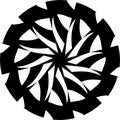 Abstract Vector Black and white Mandala ornament, circular shuriken,saw blade illustration