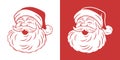 Vector Monochrome Cute Funny Smiling Peeking Santa Claus Head Icon. Design Template for Holiday Merry Christmas and Royalty Free Stock Photo