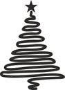 Vector monochrome drawn Christmas tree. New Year\'s line drawing.