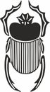 Vector monochrome Egyptian scarab beetle. In Egyptian mythology, the scarab is the sacred insect of the sun gods.