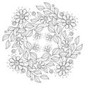 Vector Monochrome Floral Background Royalty Free Stock Photo