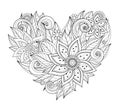 Vector Monochrome Floral Composition in Heart Shape Royalty Free Stock Photo