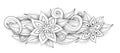 Vector Monochrome Floral Composition in Oval Shape Royalty Free Stock Photo