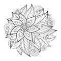 Vector Monochrome Floral Composition in Round Shape Royalty Free Stock Photo