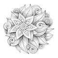 Vector Monochrome Floral Composition in Round Shape Royalty Free Stock Photo