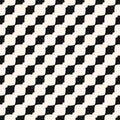 Vector monochrome geometric seamless pattern with curved shapes in diagonal grid Royalty Free Stock Photo