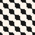 Vector monochrome geometric seamless pattern with curved shapes Royalty Free Stock Photo