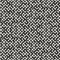 Vector monochrome geometric seamless pattern with diagonal lines, strokes, maze