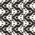 Vector monochrome geometric seamless pattern with grid, chevron, zigzag shape