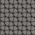 Vector monochrome geometric seamless pattern with halftone lines, triangles, arrows, diagonal grid, lattice. Black and white Royalty Free Stock Photo