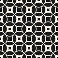 Vector monochrome geometric seamless pattern with rounded grid, net, lattice Royalty Free Stock Photo