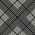 Vector monochrome geometric seamless pattern with squares, lines, grid, mesh