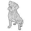 Vector monochrome hand drawn zentagle illustration of boxer dog. Royalty Free Stock Photo