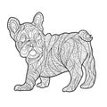 Vector monochrome hand drawn zentagle illustration of French bulldog Royalty Free Stock Photo