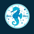 Vector monochrome hand drawn zentagle illustration of sea horse. Royalty Free Stock Photo