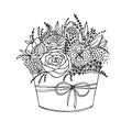 Vector monochrome holiday flower bouquet