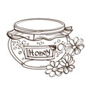 Vector monochrome honey pot isolated on white background Royalty Free Stock Photo