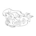 Vector monochrome icon with ancient Scythian art. Plaque with animal motifs Royalty Free Stock Photo