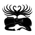 Vector monochrome icon with ancient Scythian art. Plaque with animal motifs Royalty Free Stock Photo