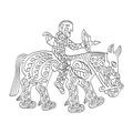 Vector monochrome icon with ancient Scythian art. Plaque with animal motifs Royalty Free Stock Photo