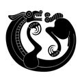 Vector monochrome icon with ancient Scythian art. Symbol with animal motifs Royalty Free Stock Photo