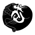 Vector monochrome icon with ancient Scythian art. Symbol with animal motifs Royalty Free Stock Photo