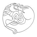 Vector monochrome icon with ancient Scythian art. Symbol with animal motifs Royalty Free Stock Photo