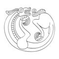 Vector monochrome icon with ancient Scythian art. Symbol with animal motifs Royalty Free Stock Photo