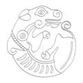 Vector monochrome icon with ancient Scythian art. Symbol with animal motifs Royalty Free Stock Photo