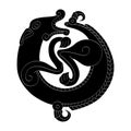 Vector monochrome icon with ancient Scythian art. Symbol with animal motifs Royalty Free Stock Photo