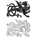 Vector monochrome icon with ancient Slavic symbol Simargl or Chernihiv Beast