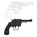 Vector monochrome icon with Revolver Royalty Free Stock Photo