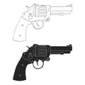 Vector monochrome icon with Revolver Royalty Free Stock Photo