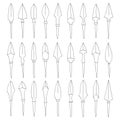 Vector monochrome icon set with ancient Arrowheads Royalty Free Stock Photo