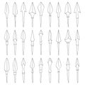 Vector monochrome icon set with ancient Arrowheads Royalty Free Stock Photo