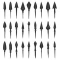 Vector monochrome icon set with ancient Arrowheads Royalty Free Stock Photo