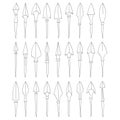 Vector monochrome icon set with ancient Arrowheads Royalty Free Stock Photo