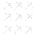 Vector monochrome icon set with ancient Crossbows