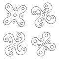Vector monochrome icon set with Ancient Italian sign Camunian rose Royalty Free Stock Photo